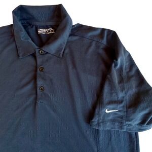Nike Golf Fit Dry Polo Shirt Mens Medium Navy Blue Textured  256488-414
